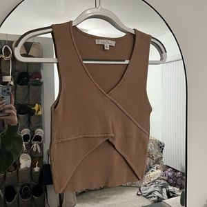 Tan Ribbed Crop Top Size Small